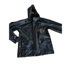 Harley Davidson Jacket Mens M Black Zip Motorcycle Windbreaker Rain Coat (read)